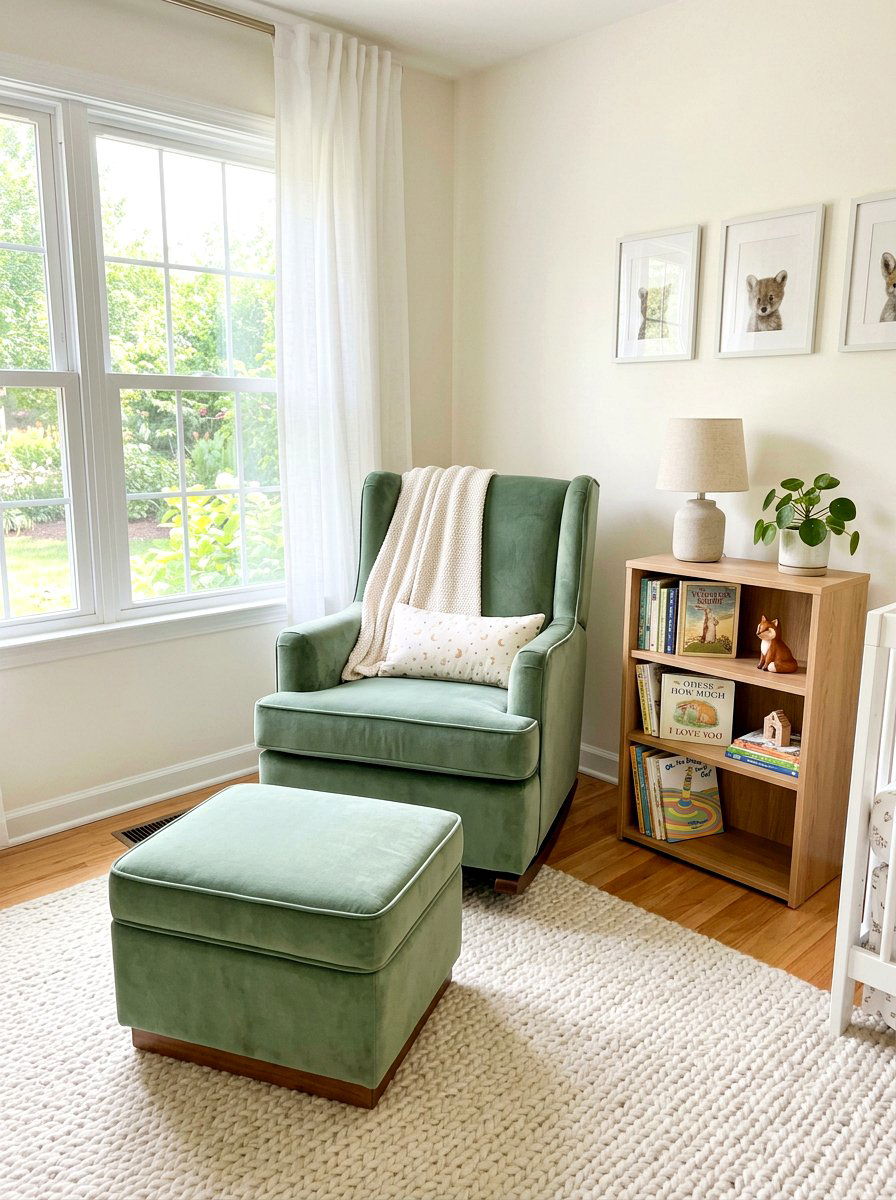 Velvet Nursery Glider - 30 old money nursery ideas