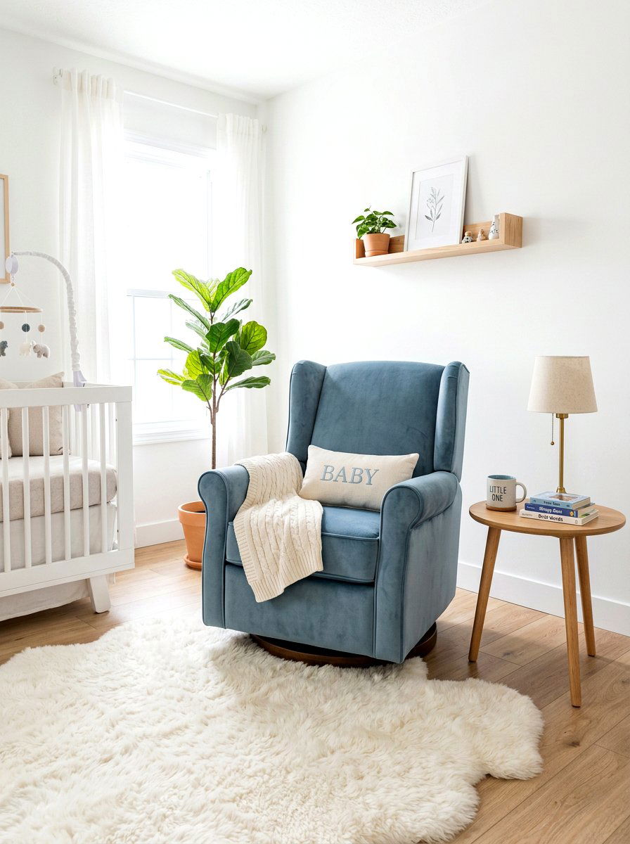 Velvet Nursery Glider - 30 soft heirloom nursery ideas