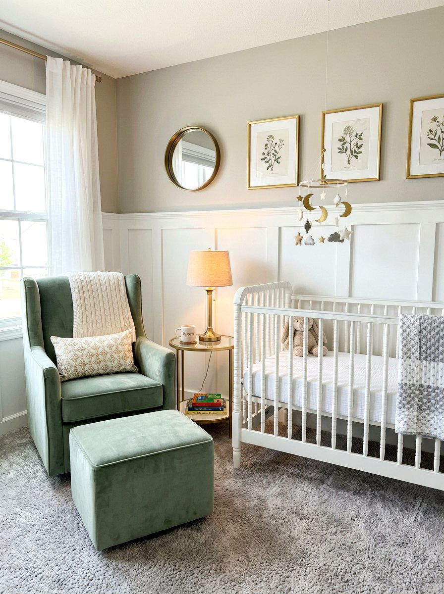 Velvet Nursery Glider - 30 crib corner styling ideas