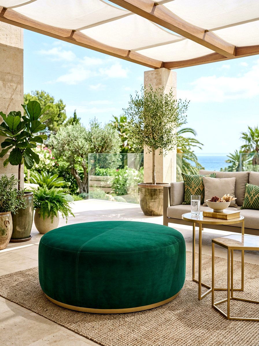 Velvet Outdoor Pouf - 30 outdoor pouf lounge ideas
