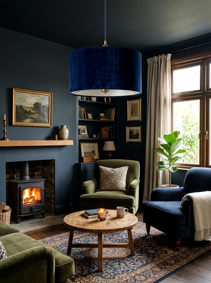 Velvet Pendant Cozy Sitting Room - 30 oversized pendant lighting ideas