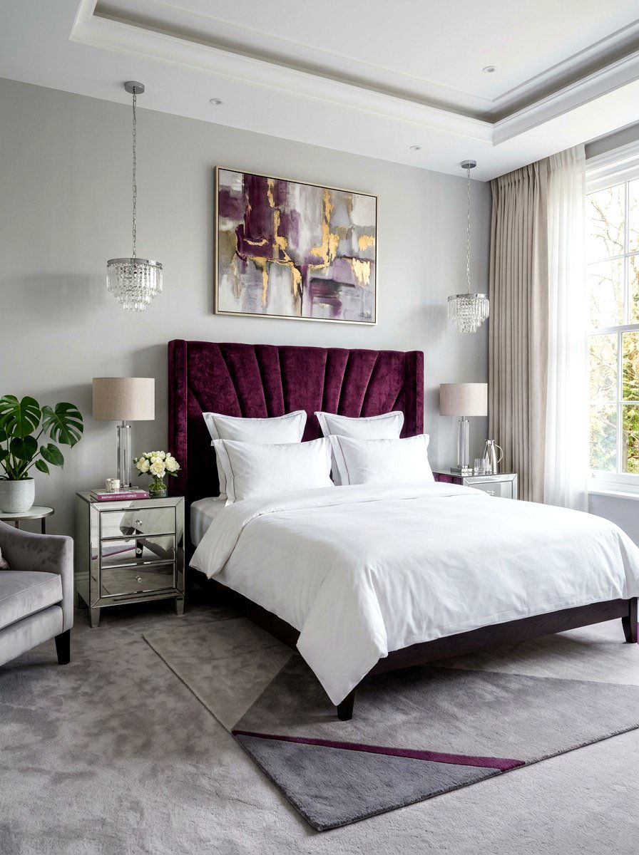Velvet Plum Headboard - 30 plum bedroom ideas
