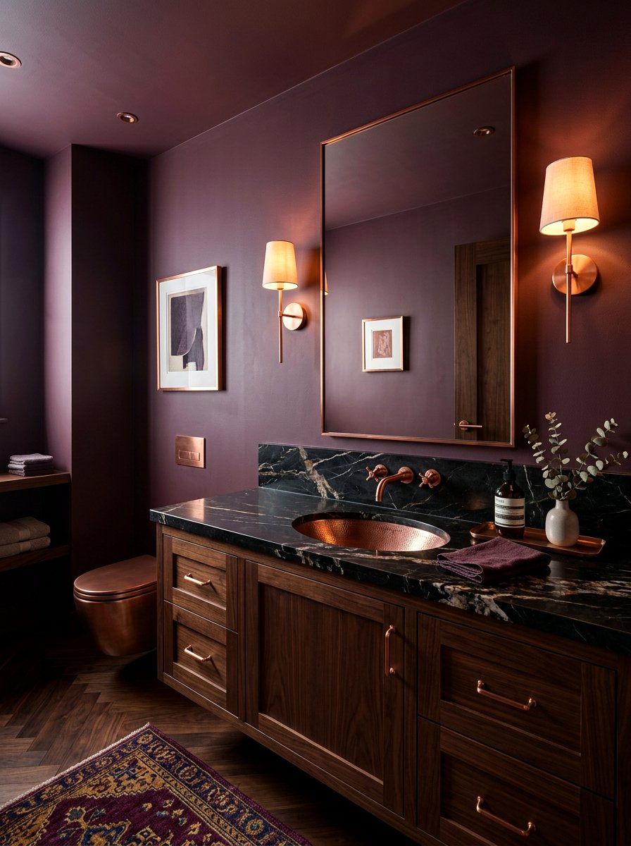 Velvet Plum Powder Room - 30 opulent powder room ideas