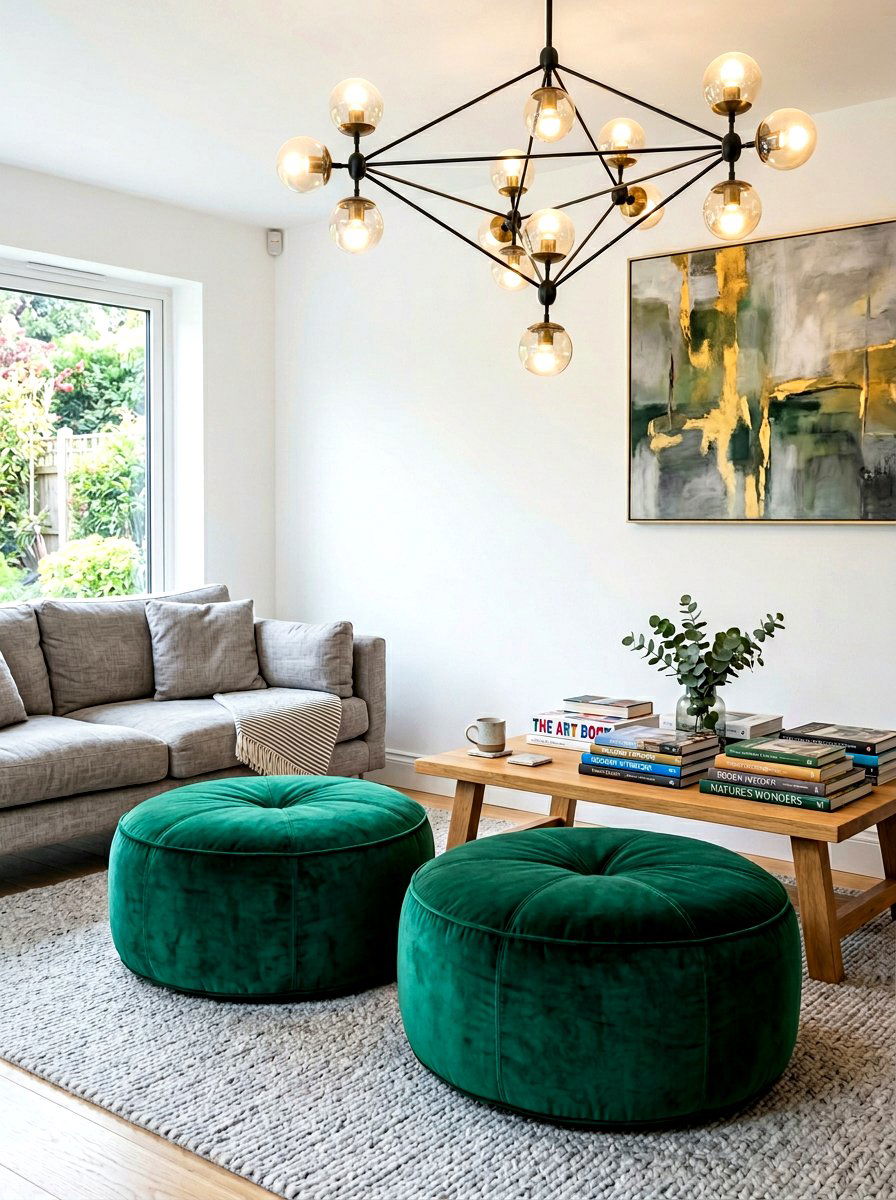 Velvet Pouf Seating - 30 nursery reading nook ideas