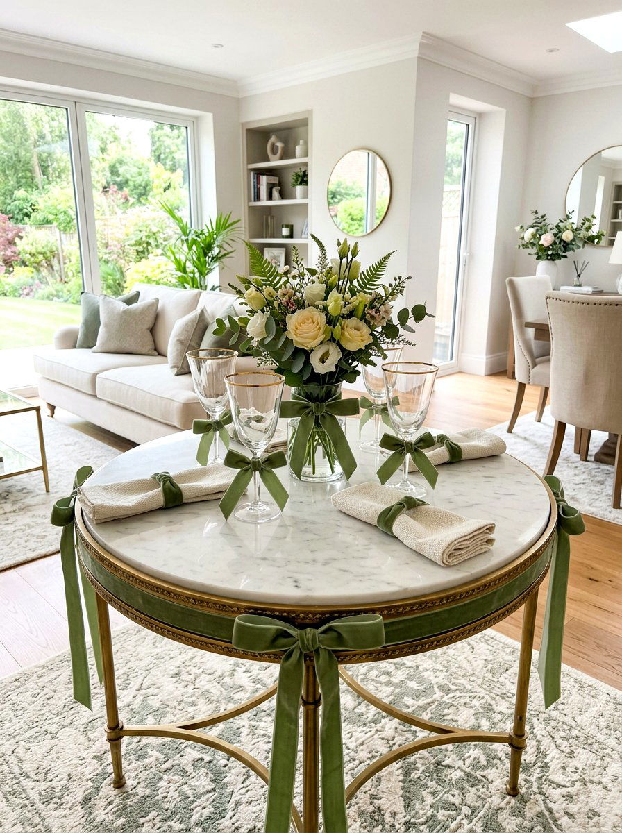 Velvet Ribbon Accent - 30 spring brunch table ideas