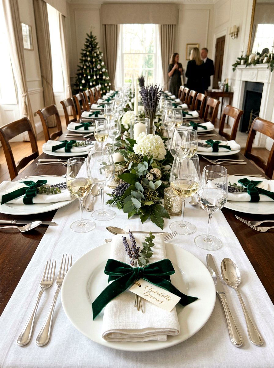 Velvet Ribbon Place Settings - 30 holiday dining table ideas