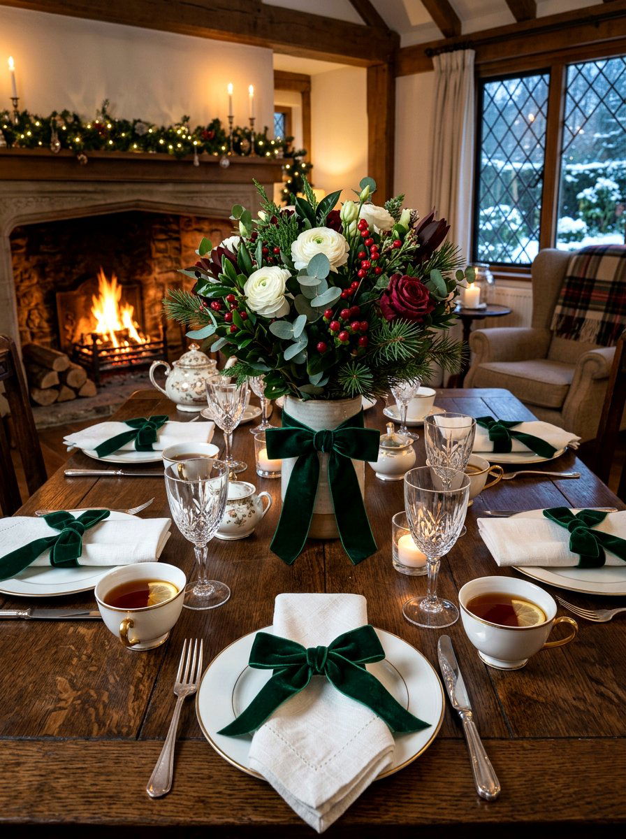 Velvet Ribbon Table Accents - 30 English tea tablescape ideas