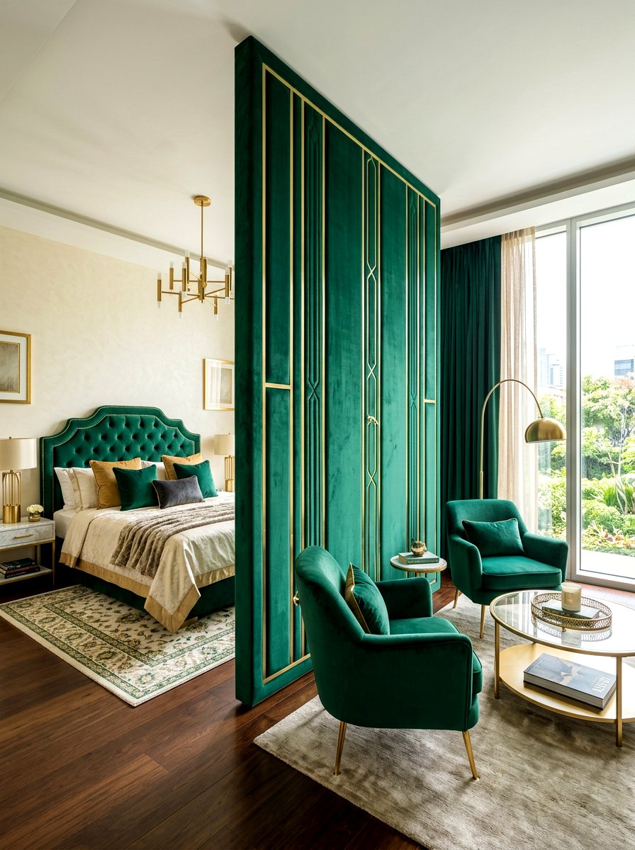 Velvet Room Divider Partition - 30 curtain divider apartment ideas