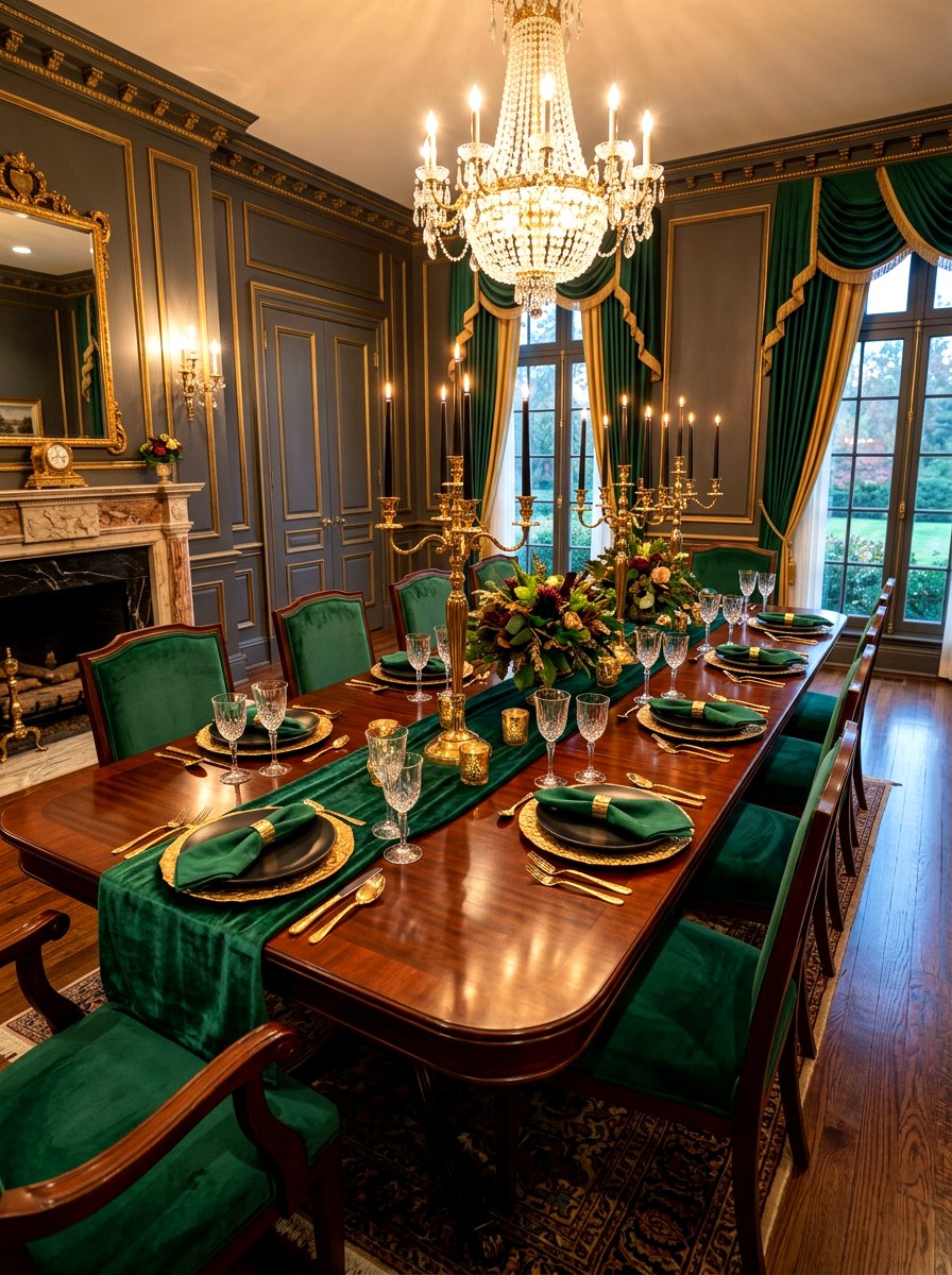 Velvet Runner Formal Dining - 30 layered tablescape dining ideas