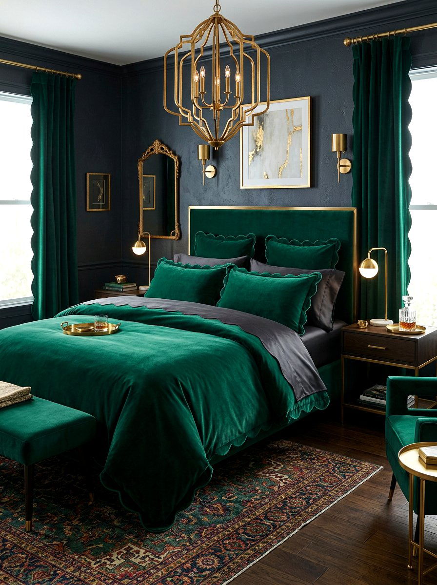 Velvet Scalloped Pillow Bedroom - 30 scalloped pillow bedding ideas