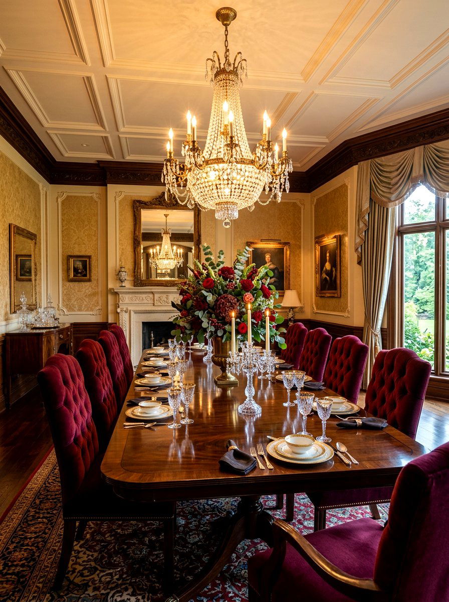 Velvet Seating Dining - 30 formal dining room ideas