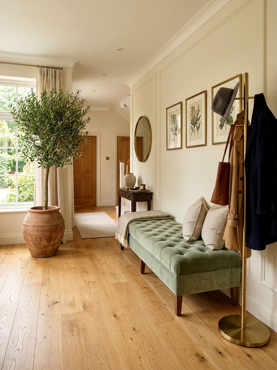 Velvet Seating Foyer - 30 quiet luxury entryway ideas