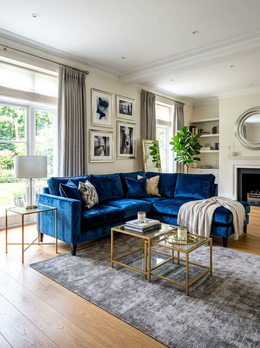 Velvet Sectional Living Room - 30 L shaped living room ideas