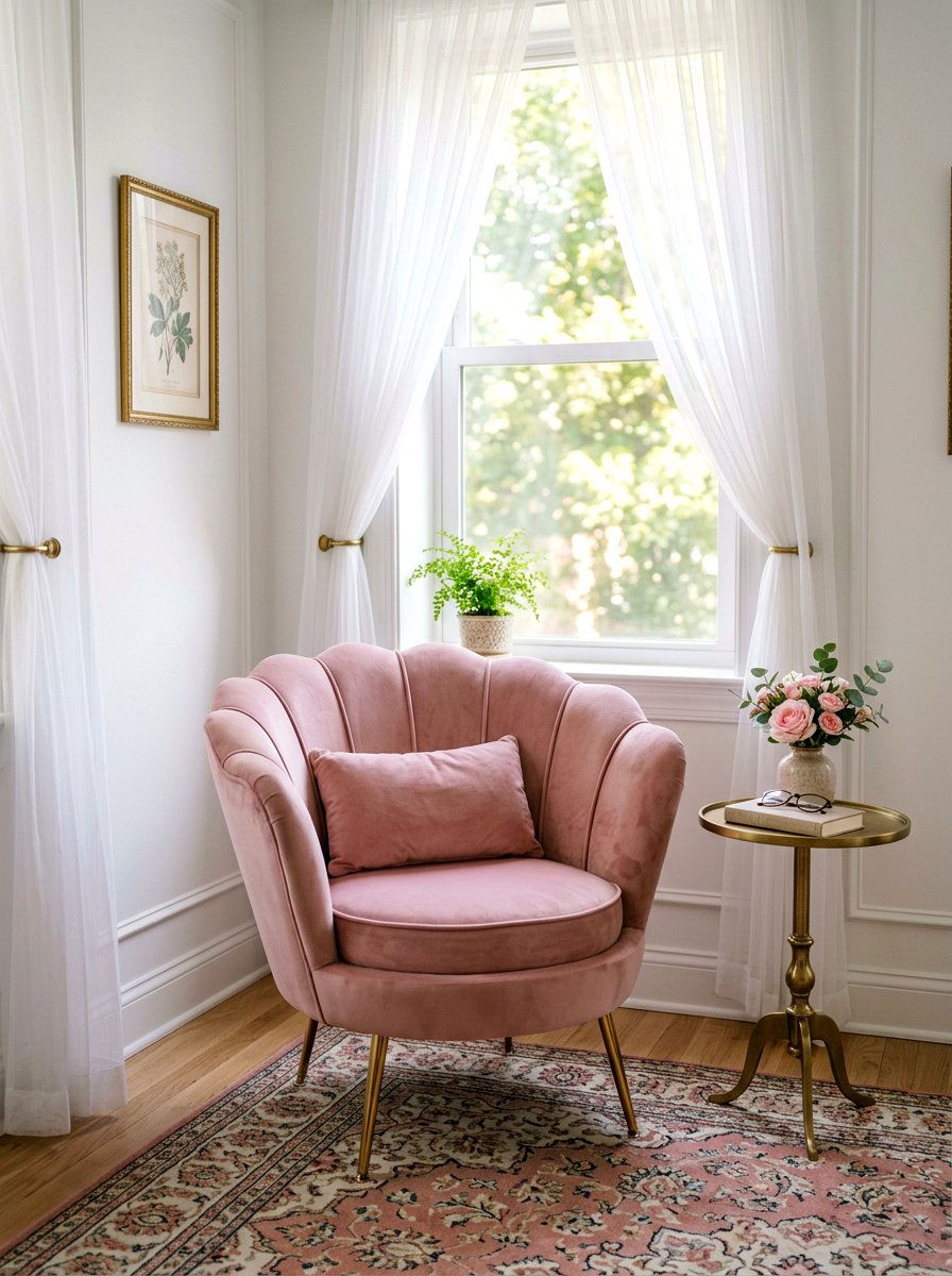 Velvet Shell Chair - 30 coquette room decor ideas