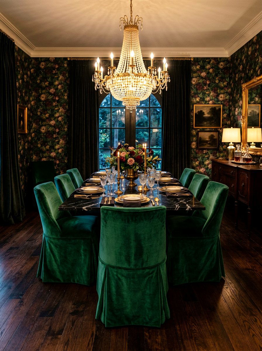 Velvet Skirted Dining Chair - 30 skirted dining chair ideas