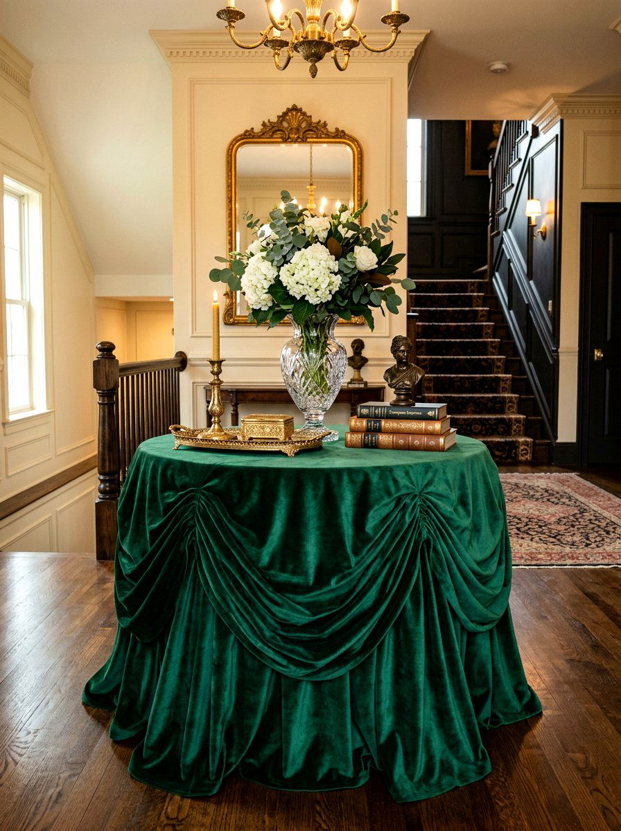 Velvet Skirted Foyer Table - 30 skirted foyer table ideas