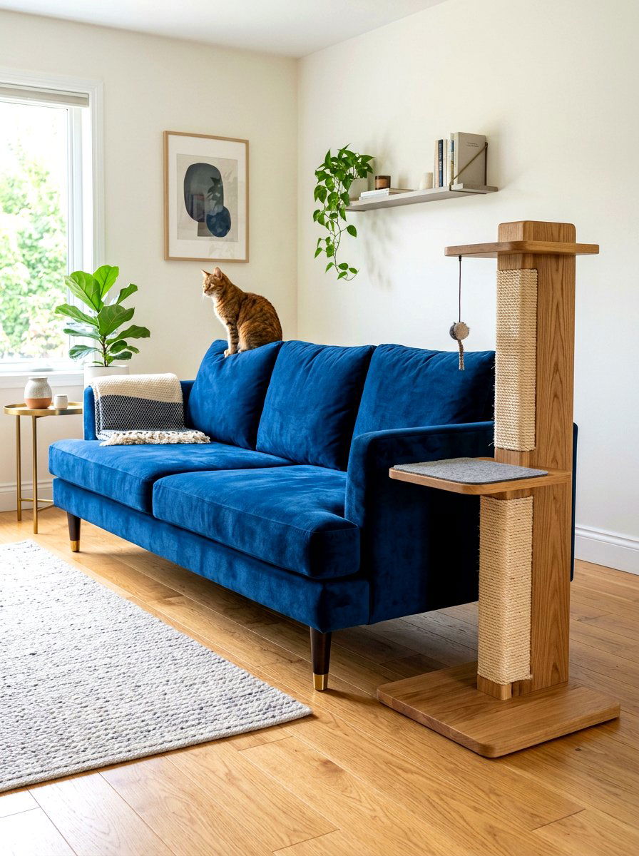 Velvet Sofa Cat Scratching Post - 30 pet friendly sofa styling ideas