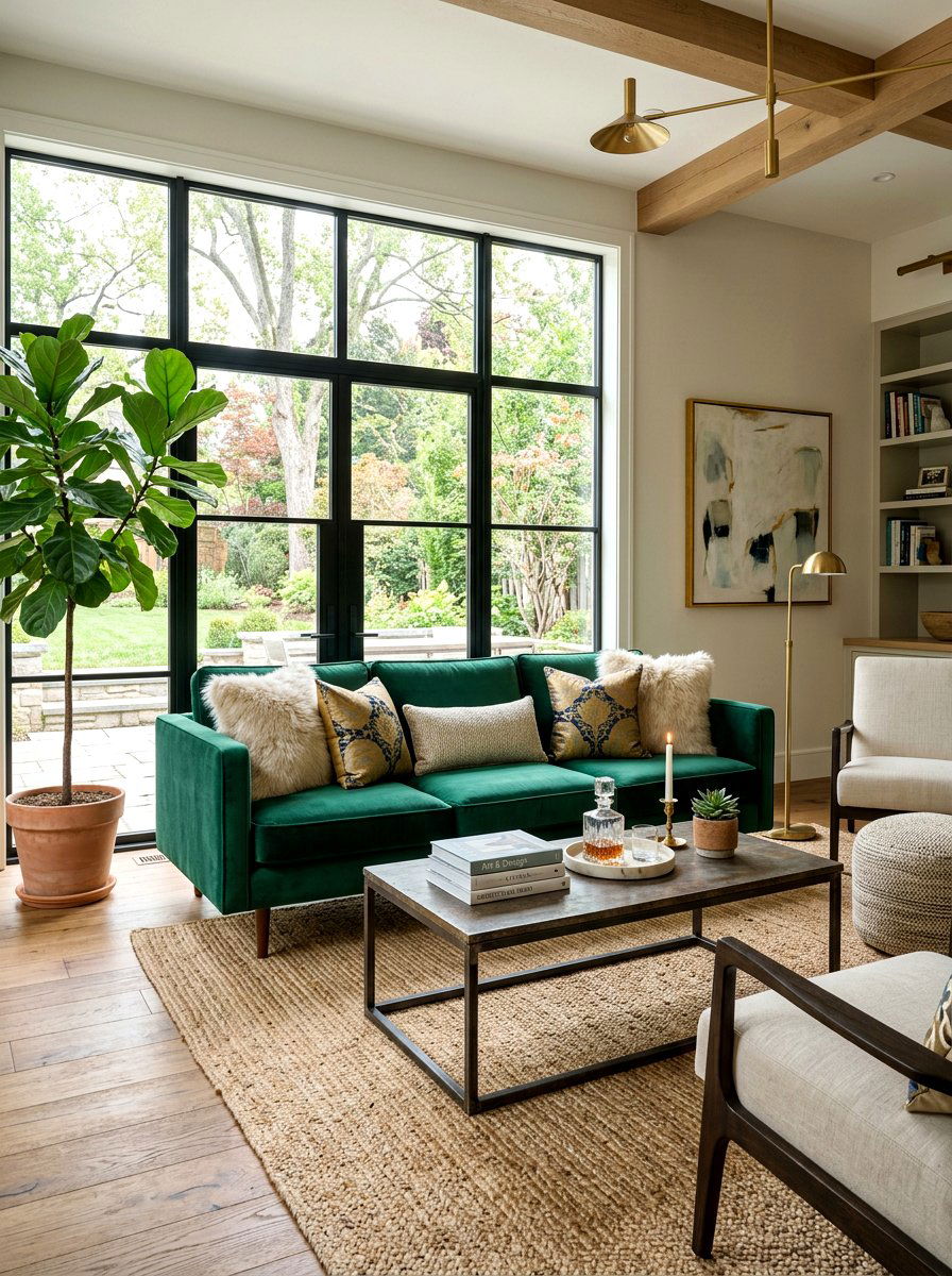 Velvet Sofa Decor - 30 eclectic home decor ideas
