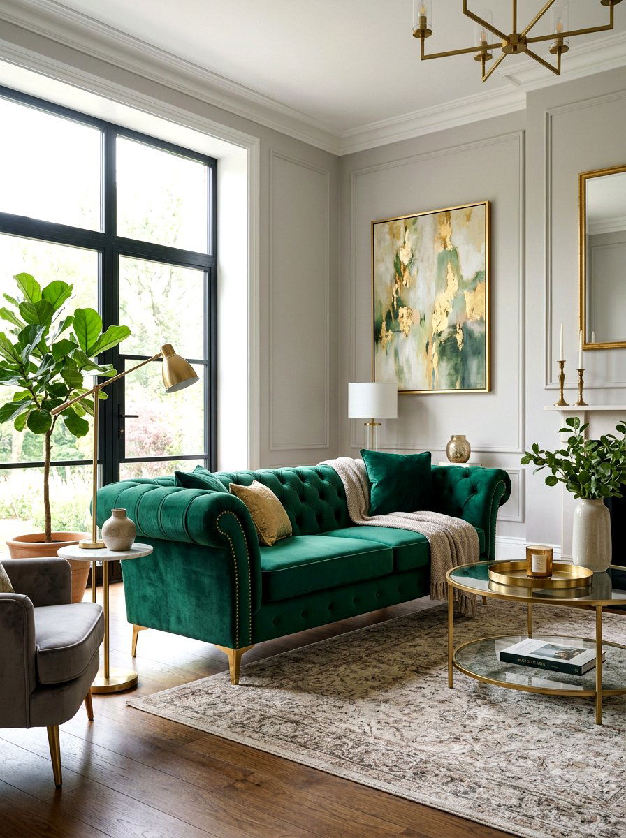 Velvet Sofa Living Room - 30 first apartment ideas