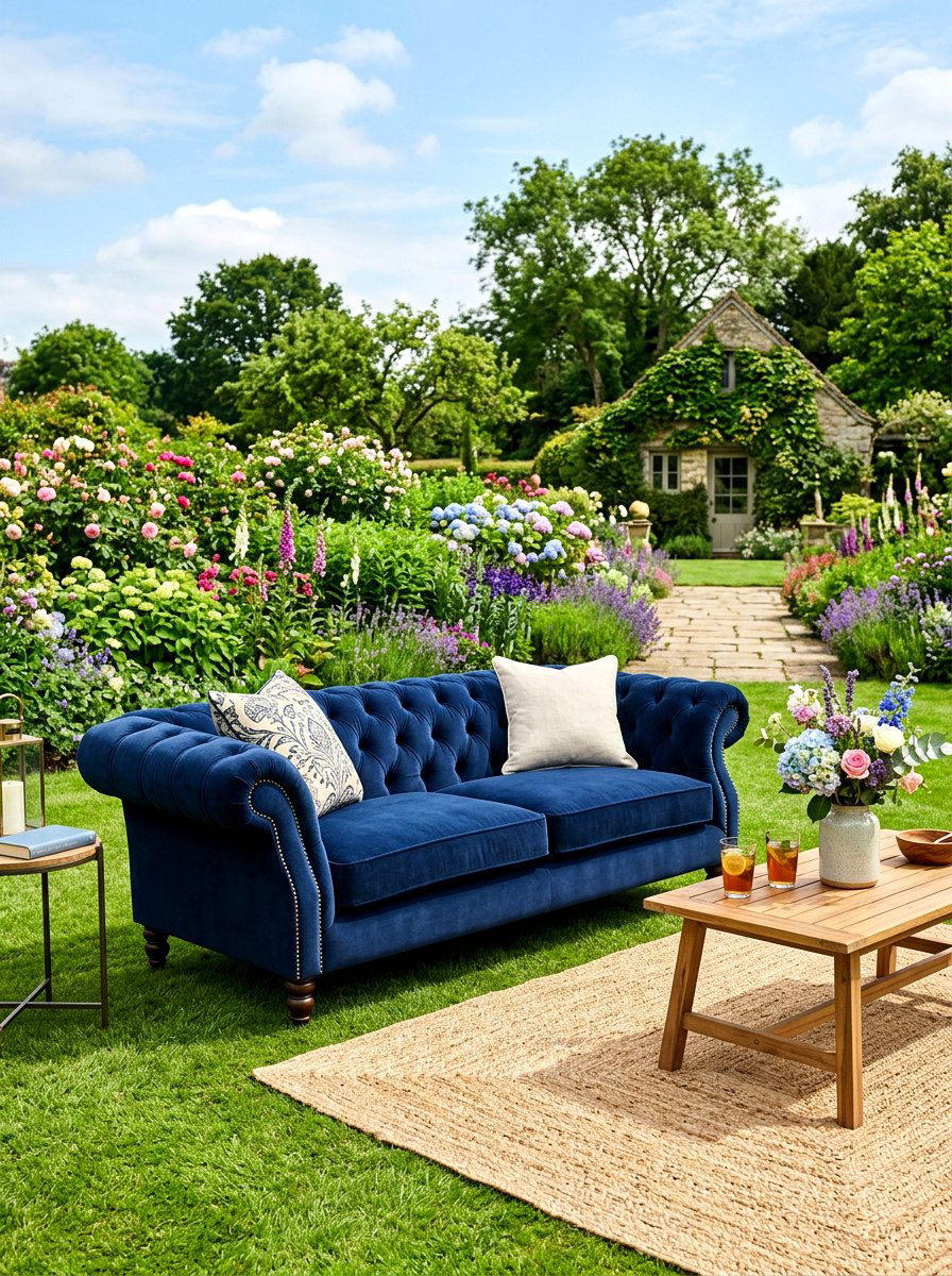 Velvet Sofa Outdoor Lounge - 30 backyard wedding decor ideas