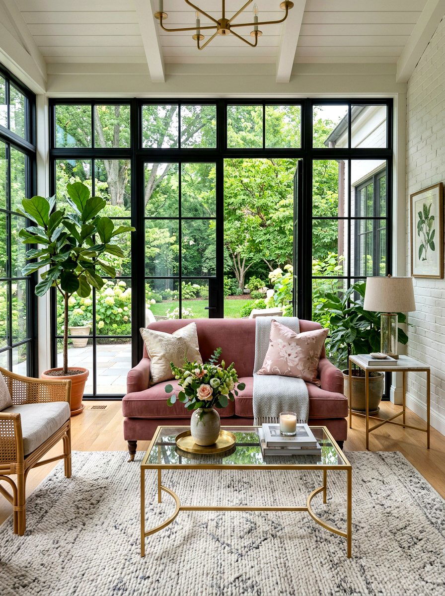 Velvet Sofa Sunroom - 30 sunroom reading nook ideas