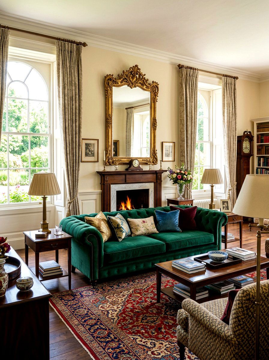 Velvet Sofa Traditional Living Room - 30 layered traditional living room ideas