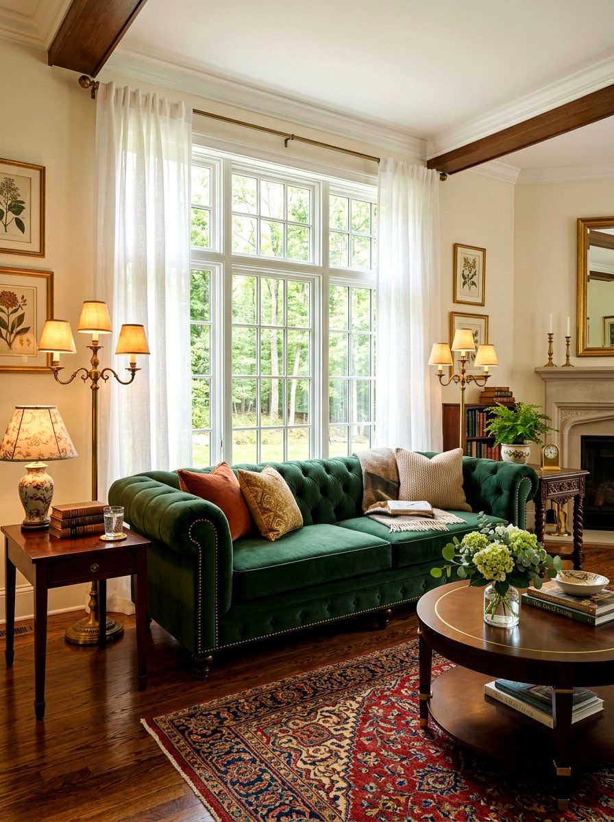 Velvet Sofa - 30 old money living room ideas