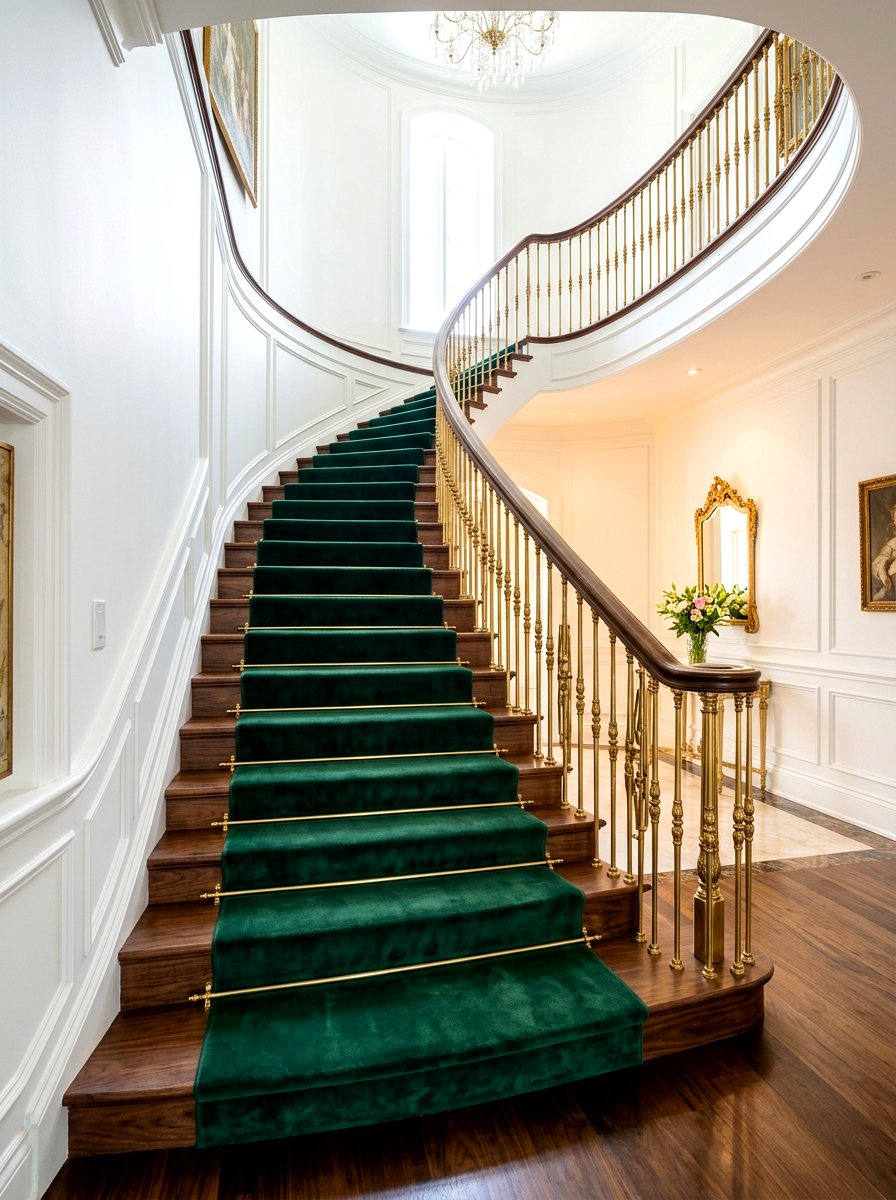 Velvet Stair Runner - 30 vintage stair carpet ideas