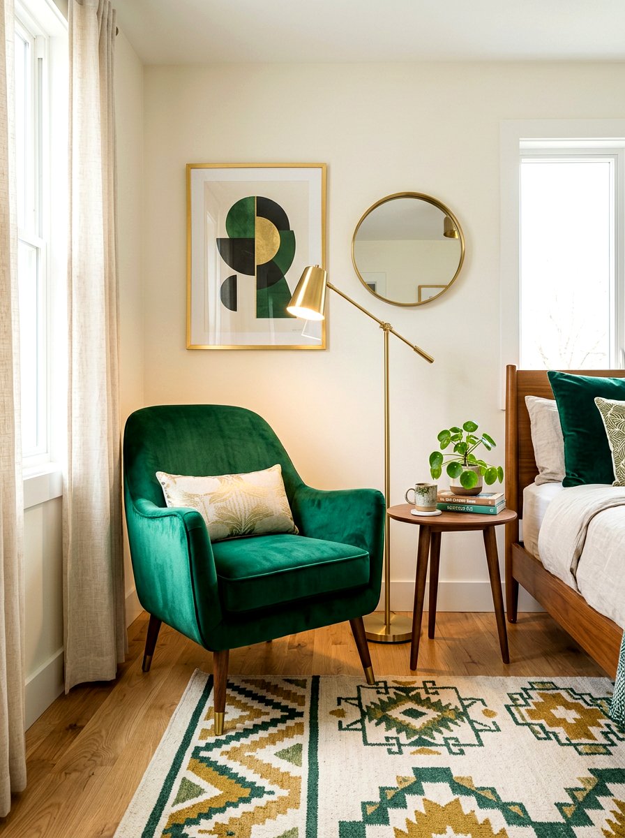 Velvet Statement Chair - 30 childhood bedroom revival ideas