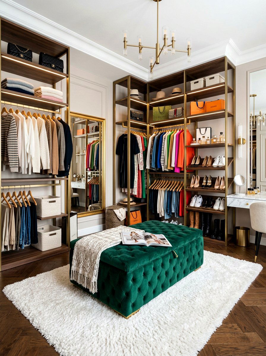 Velvet Storage Ottoman - 30 boutique closet ideas