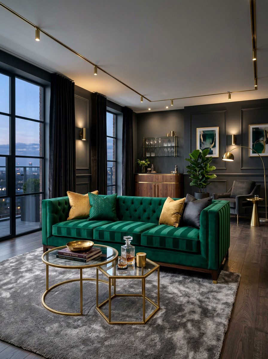 Velvet Stripe Sofa - 30 statement stripe sofa ideas