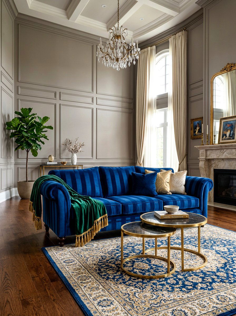 Velvet Striped Sofa - 30 striped sofa ideas