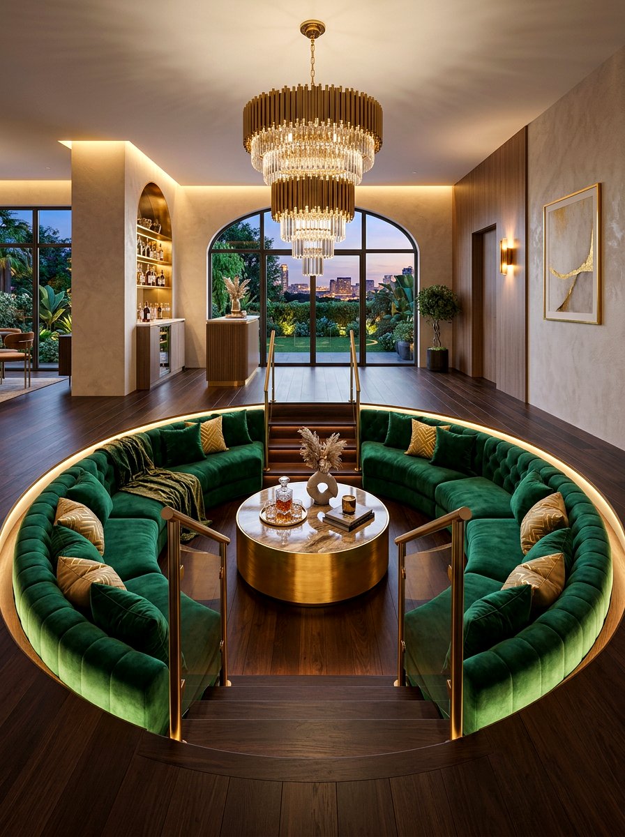 Velvet Sunken Lounge - 30 sunken living room ideas
