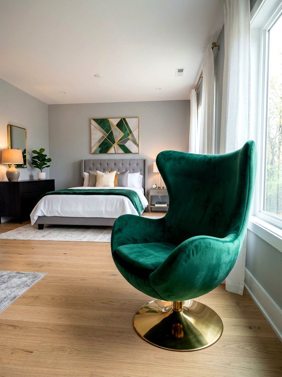 Velvet Swivel Egg Chair - 30 cozy cocoon chair ideas