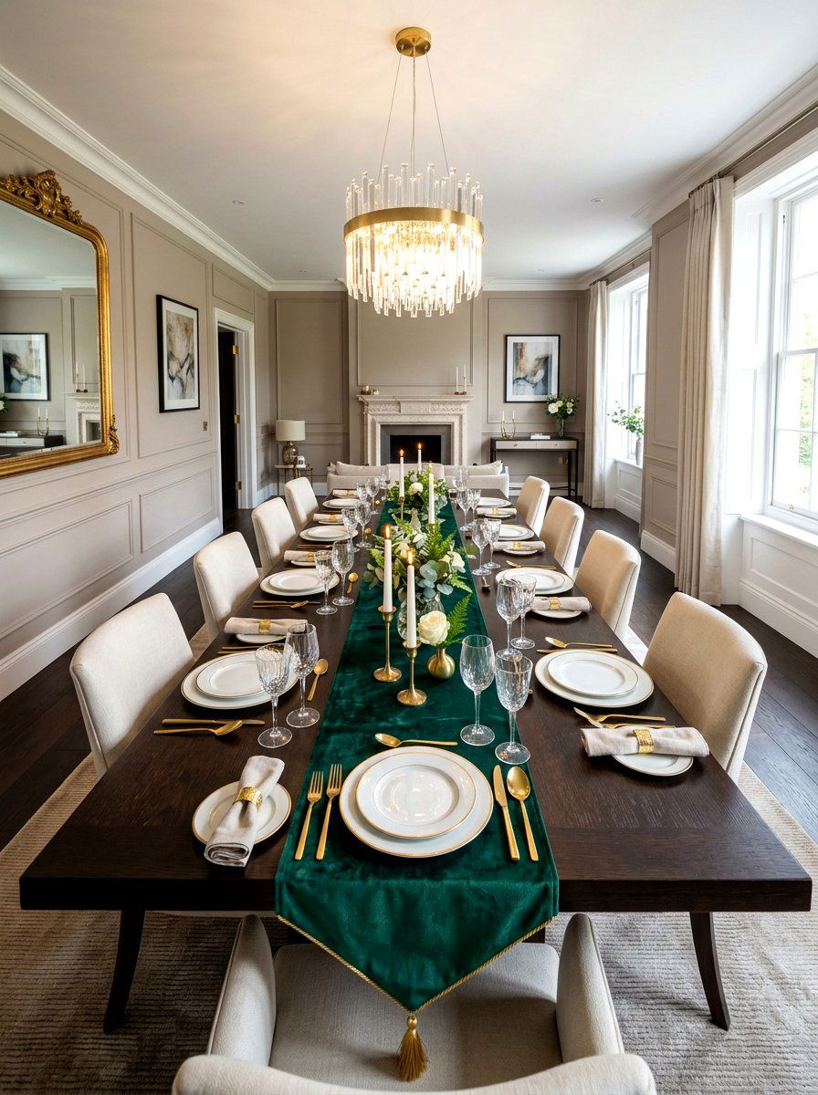Velvet Table Runner - 30 winter dining table ideas