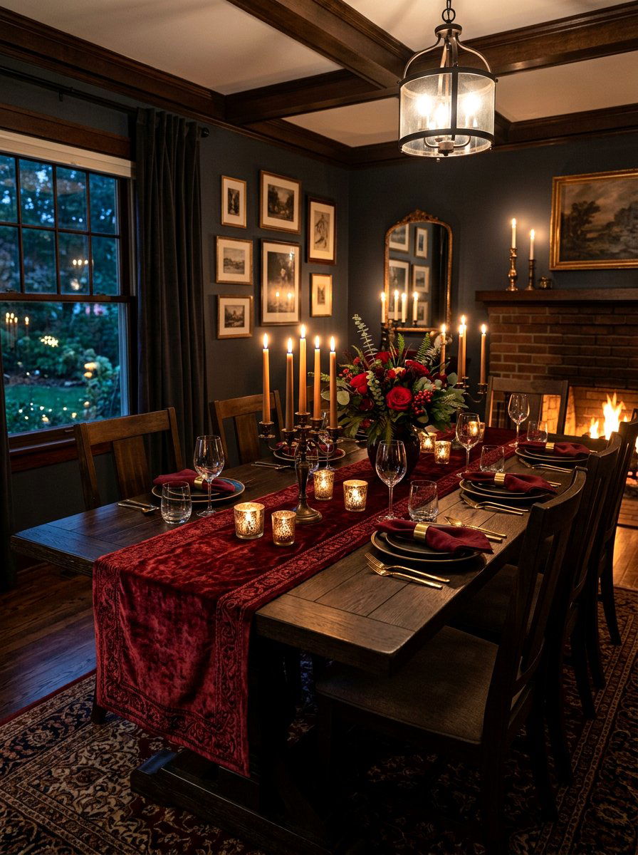 Velvet Table Runner - 30 dining table decor ideas