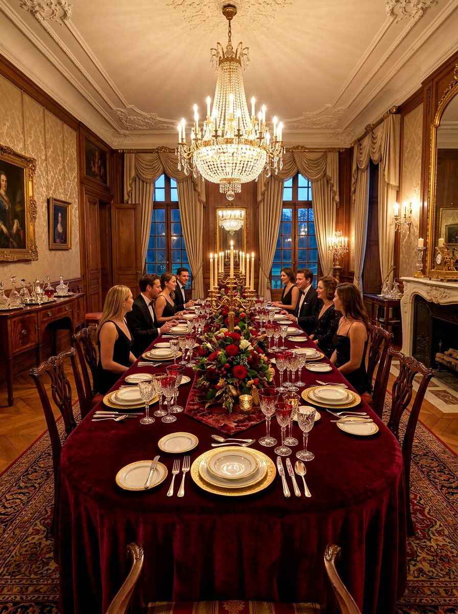 Velvet Tablecloth Dining Style - 30 holiday dining table ideas