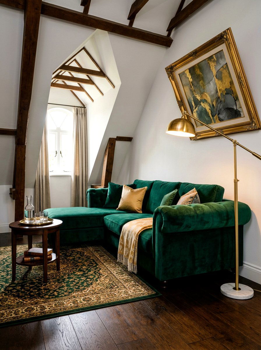 Velvet Texture Attic Corner - 30 attic reading nook ideas