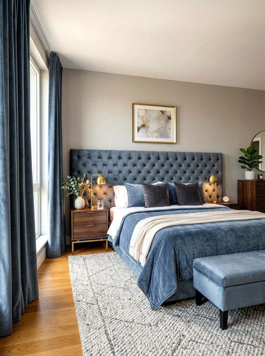 Velvet Texture Bedroom - 30 calming bedroom ideas