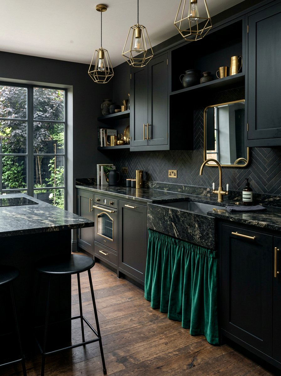 Velvet Texture Sink Skirt - 30 sink skirt kitchen ideas