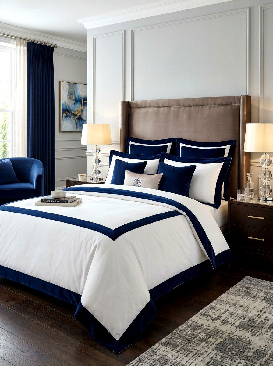 Velvet Trim Duvet Cover - 30 contrast trim bedding ideas