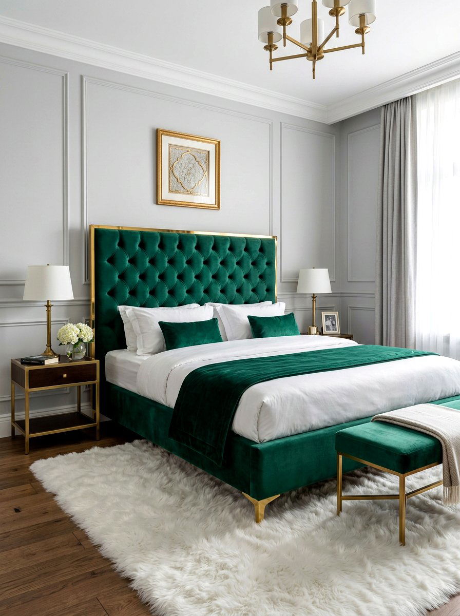 Velvet Tufted Bed Frame - 30 platform bed ideas