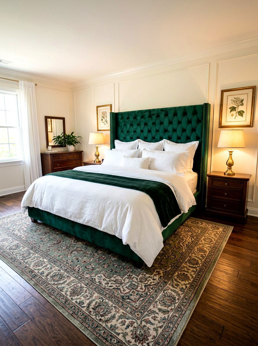 Velvet Tufted Headboard Style - 30 cozy bedscape ideas