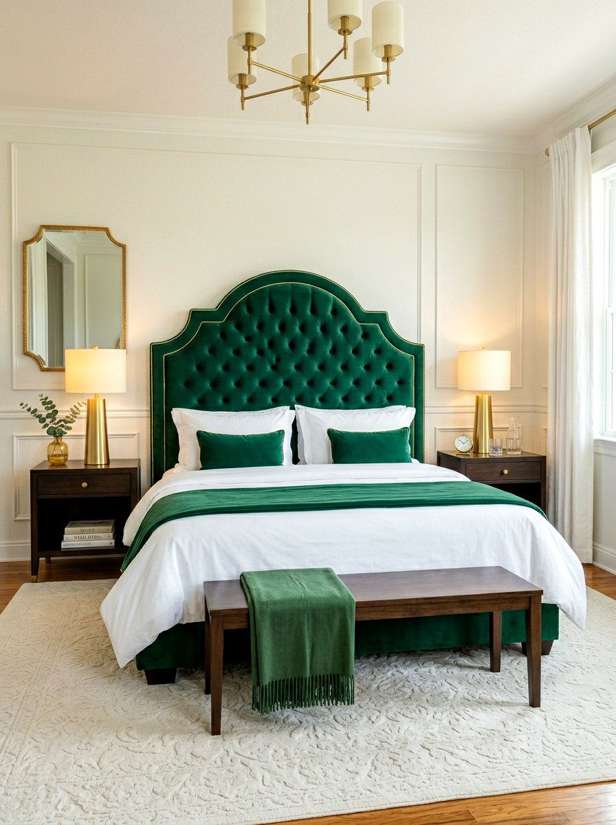 Velvet Tufted Headboard - 30 dorm bed ideas