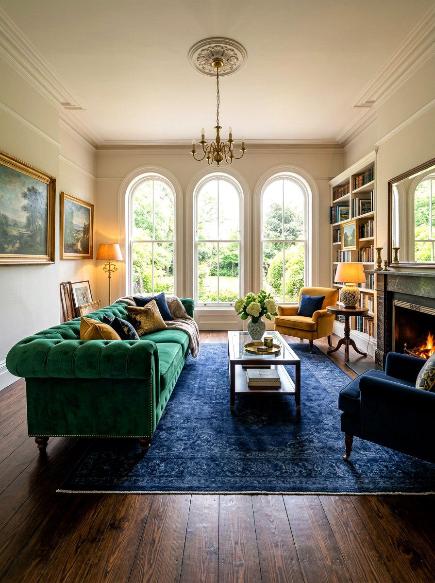 Velvet Tufted Sitting Room - 30 dark romantic Halloween home ideas