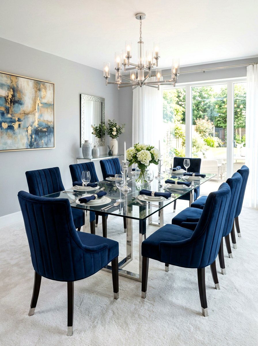 Velvet Upholstered Dining Chairs - 30 elegant dining room ideas