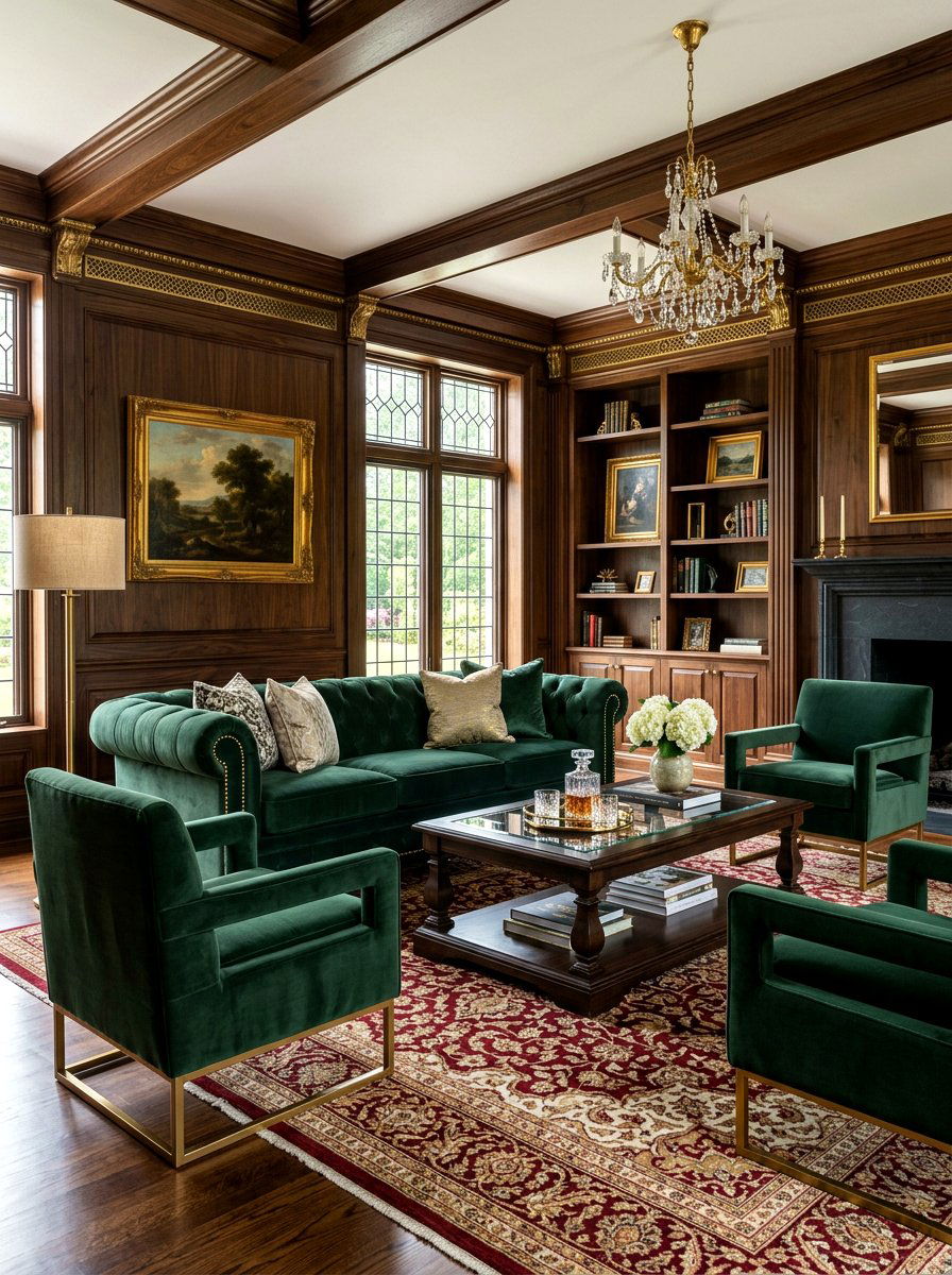 Velvet Upholstered Furniture - 30 ski chalet decor ideas