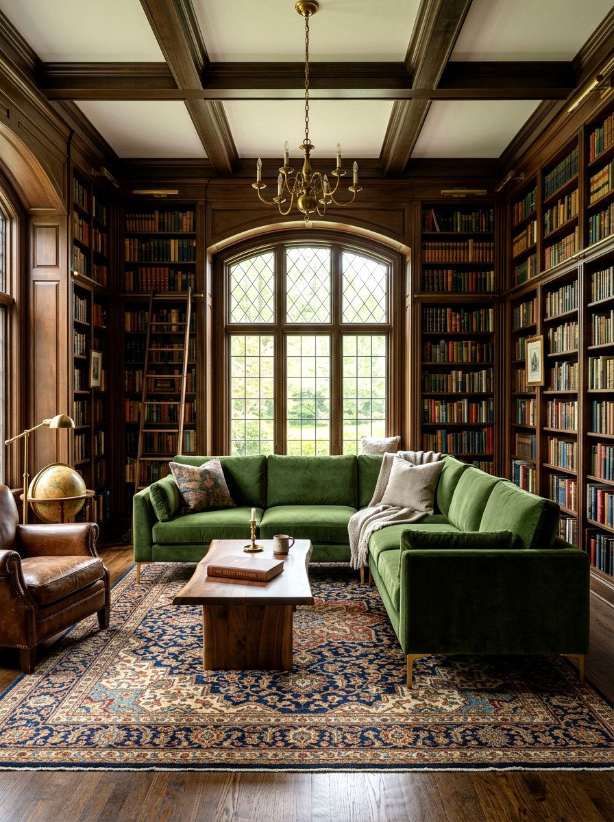 Velvet Upholstered Sofa - 30 quiet room decor ideas