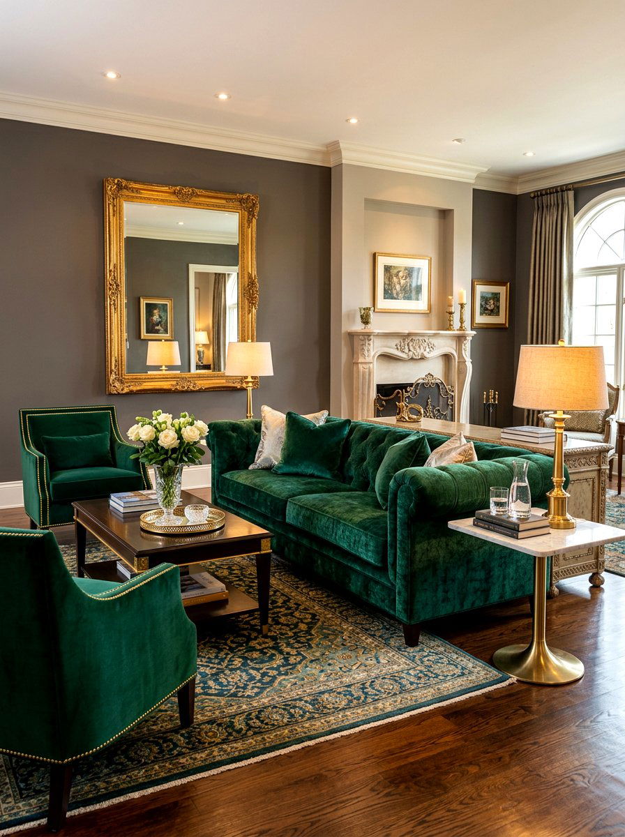 Velvet Upholstery - 30 elegant living room ideas