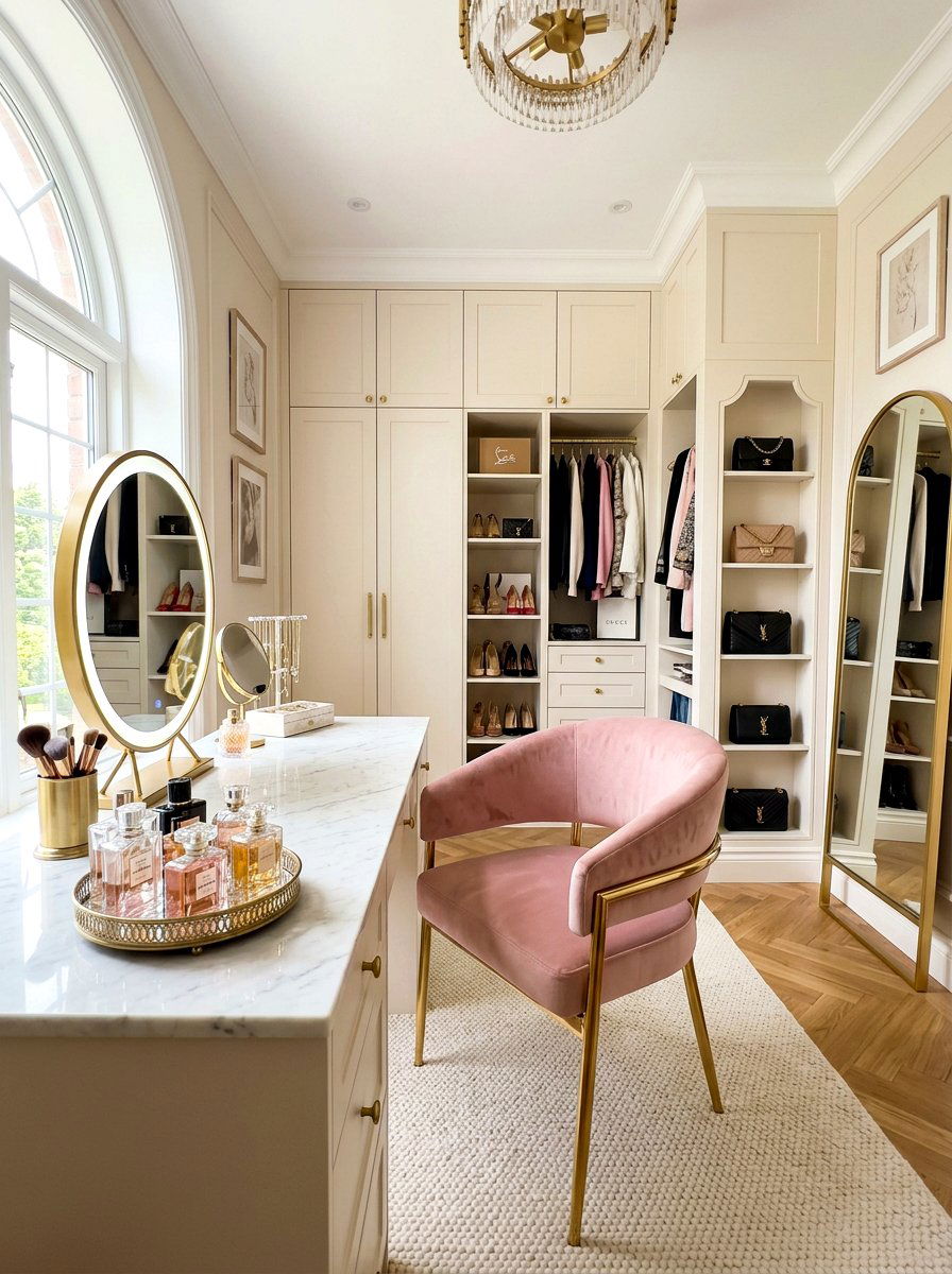 Velvet Vanity Chair - 30 dressing room seating ideas